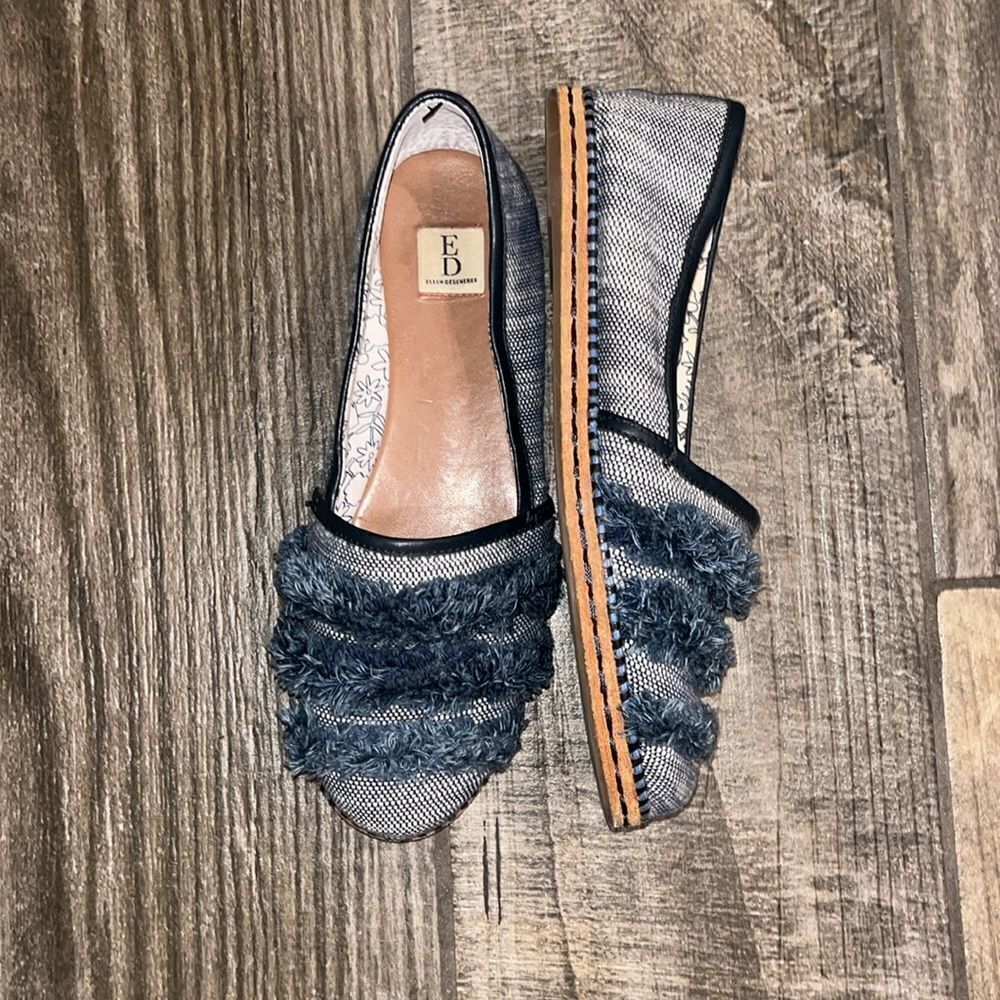 ED Ellen Degeneres leather / textile “Nolana ” denim flats